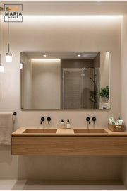 Large Frameless Rectangular Wall Mirror 160 × 80 cm with Soft Rounded Corners, Modern Decorative Mirror for Bathroom, Bedroom, Dressing Area and Vanity