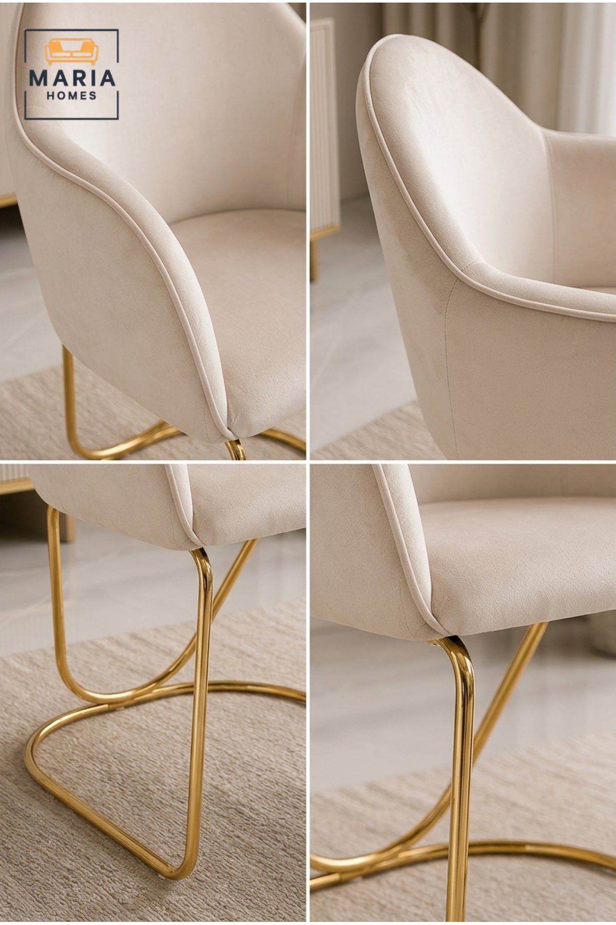 Modern Upholstered Dining Chair with Gold Metal Base √ê Luxury Accent Chair for Dining Room, Living Room & Caf≈Ω