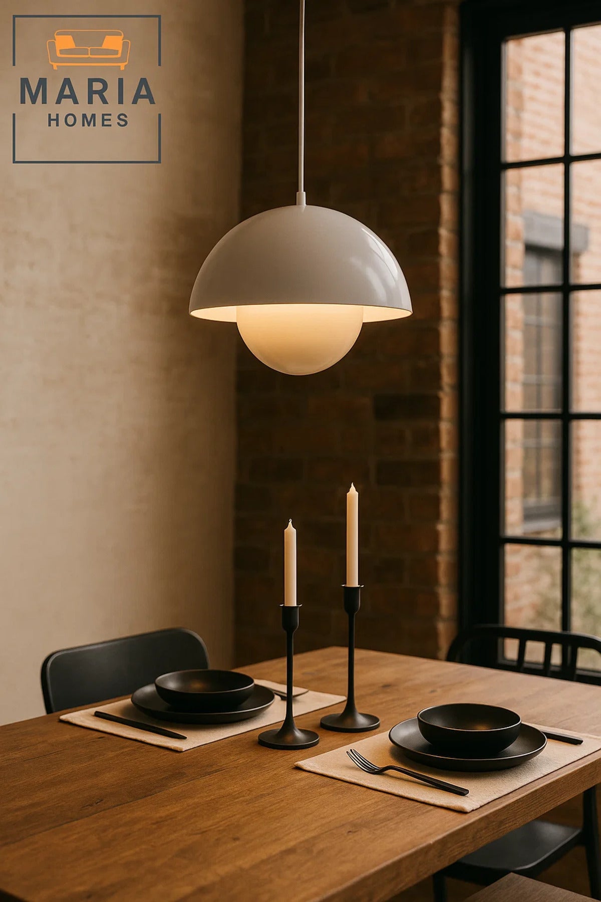Glossy White Dome Pendant Light