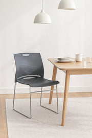 Gray Plastic Chair Ð Modern Stackable Chair with Chrome Metal Legs for Office, Conference & Home Use