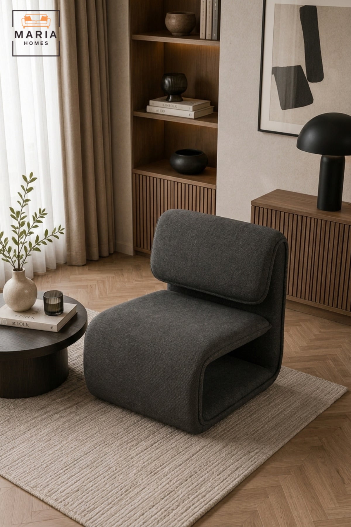 Modern Upholstered Accent Chair with Curved Sled Base & Padded Backrest | Contemporary Lounge Chair for Living Room, Bedroom, Office & Reception