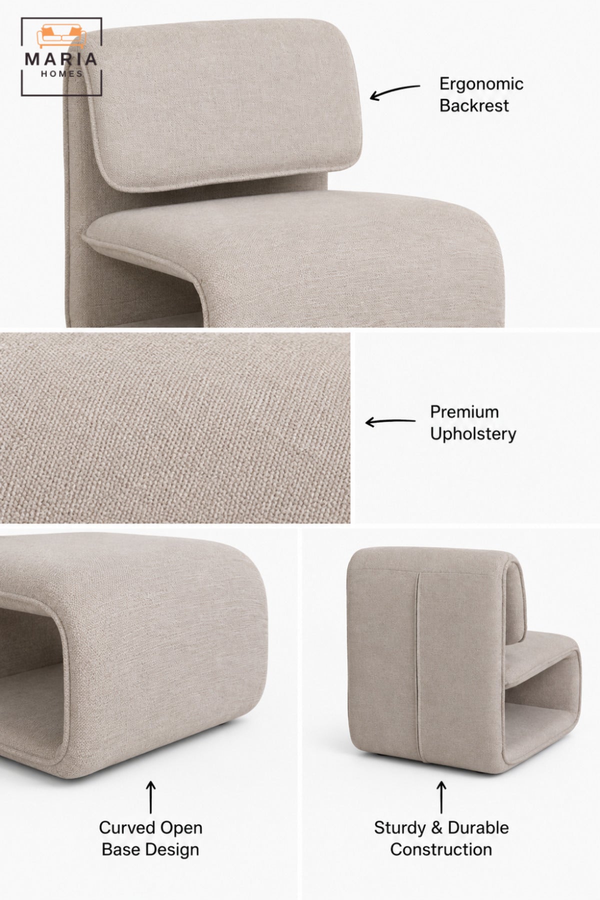 Modern Upholstered Accent Chair with Curved Sled Base & Padded Backrest | Contemporary Lounge Chair for Living Room, Bedroom, Office & Reception