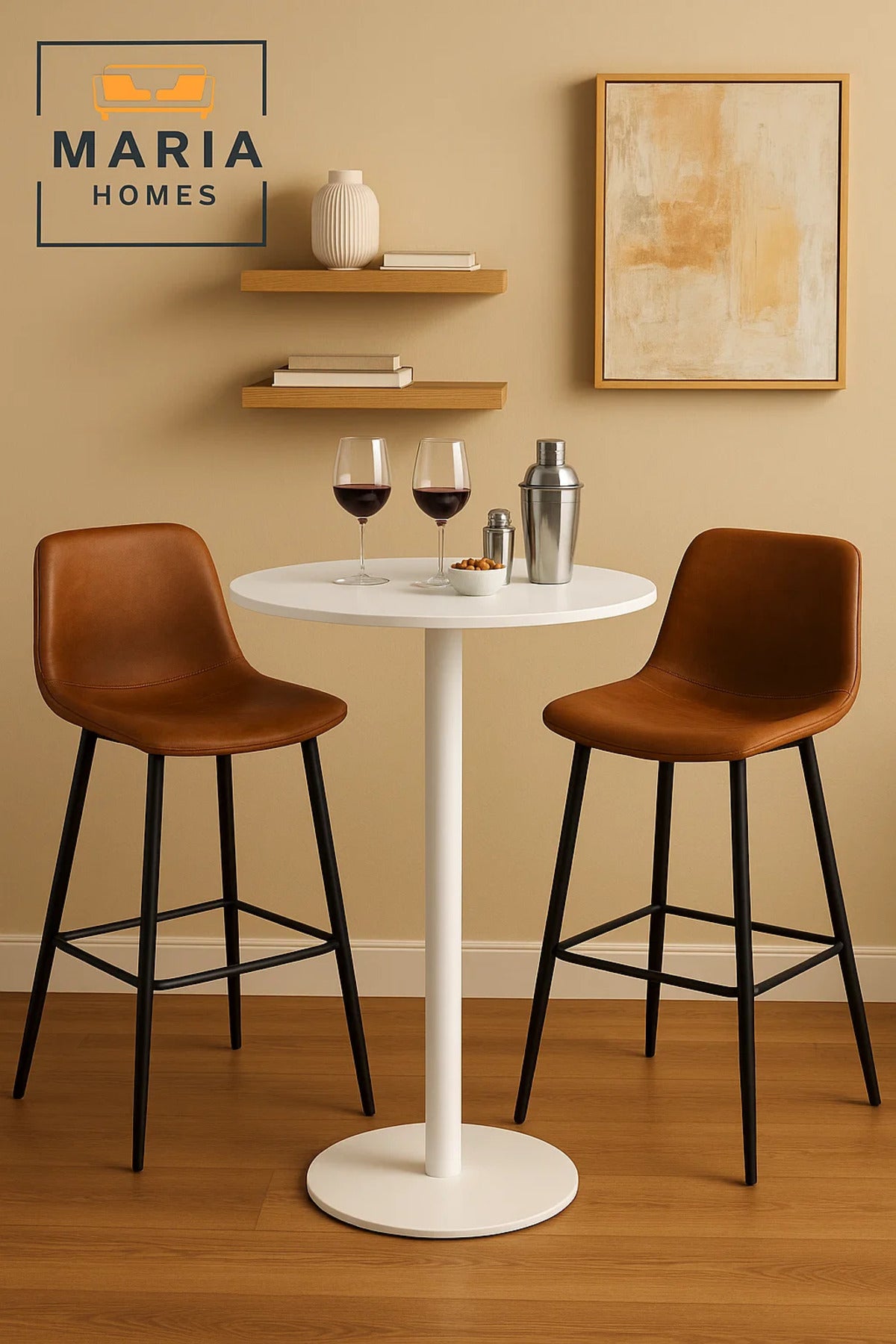 Sleek White Round Metal Cafe Table Ð Minimalist Design