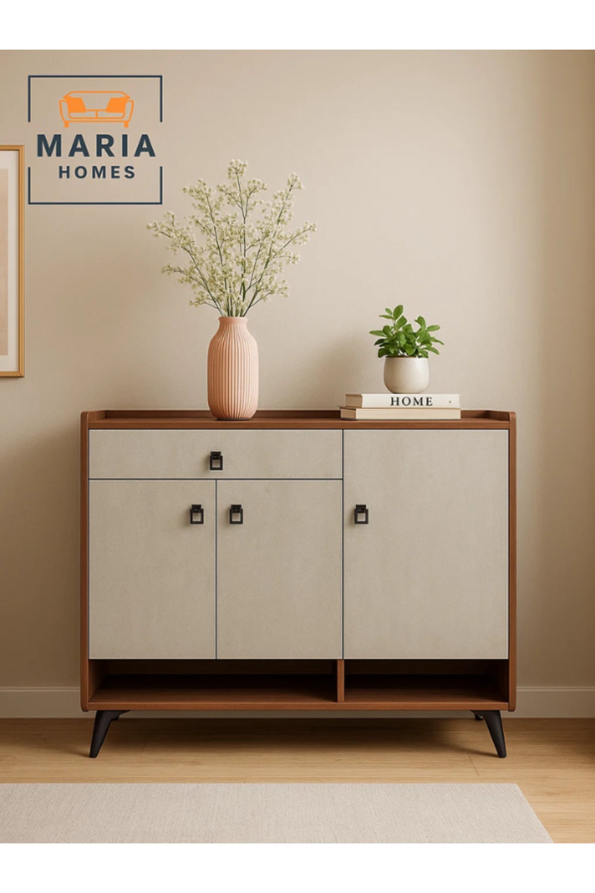 Modern Coffee Ash Shoes Cabinet Ð 100_32_100 cm with Dual-Tone Finish and Metal Legs