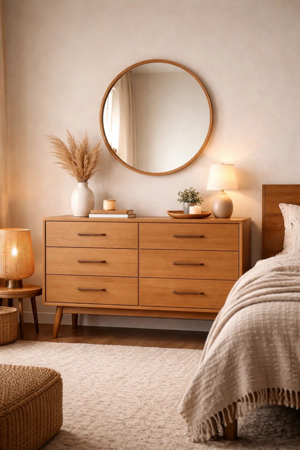 Elegant Round Wall Mirror with Slim Gold Frame for Modern Interiors