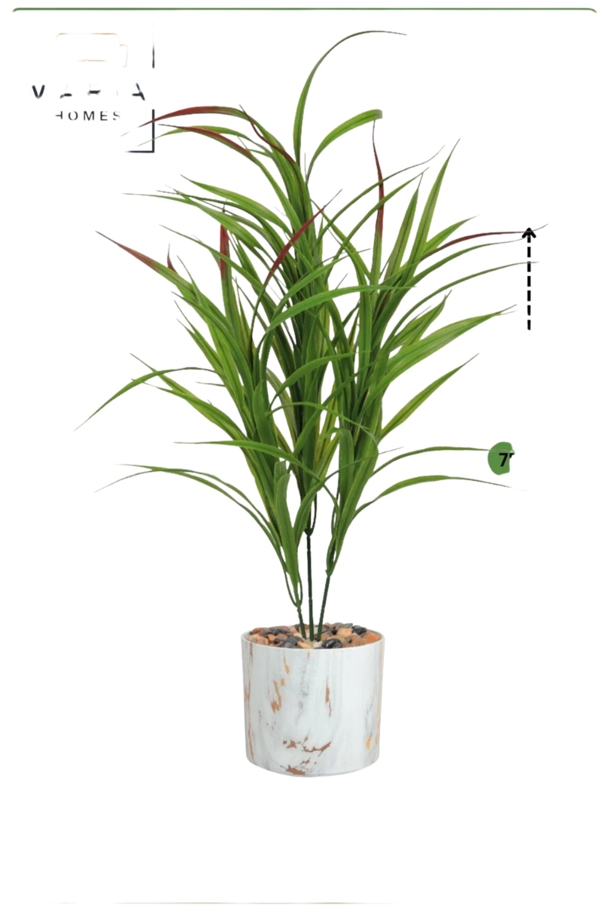 75CM Artificial Cordyline Plant with Marble Style Pot | 3 Branch Indoor Decorative Plant