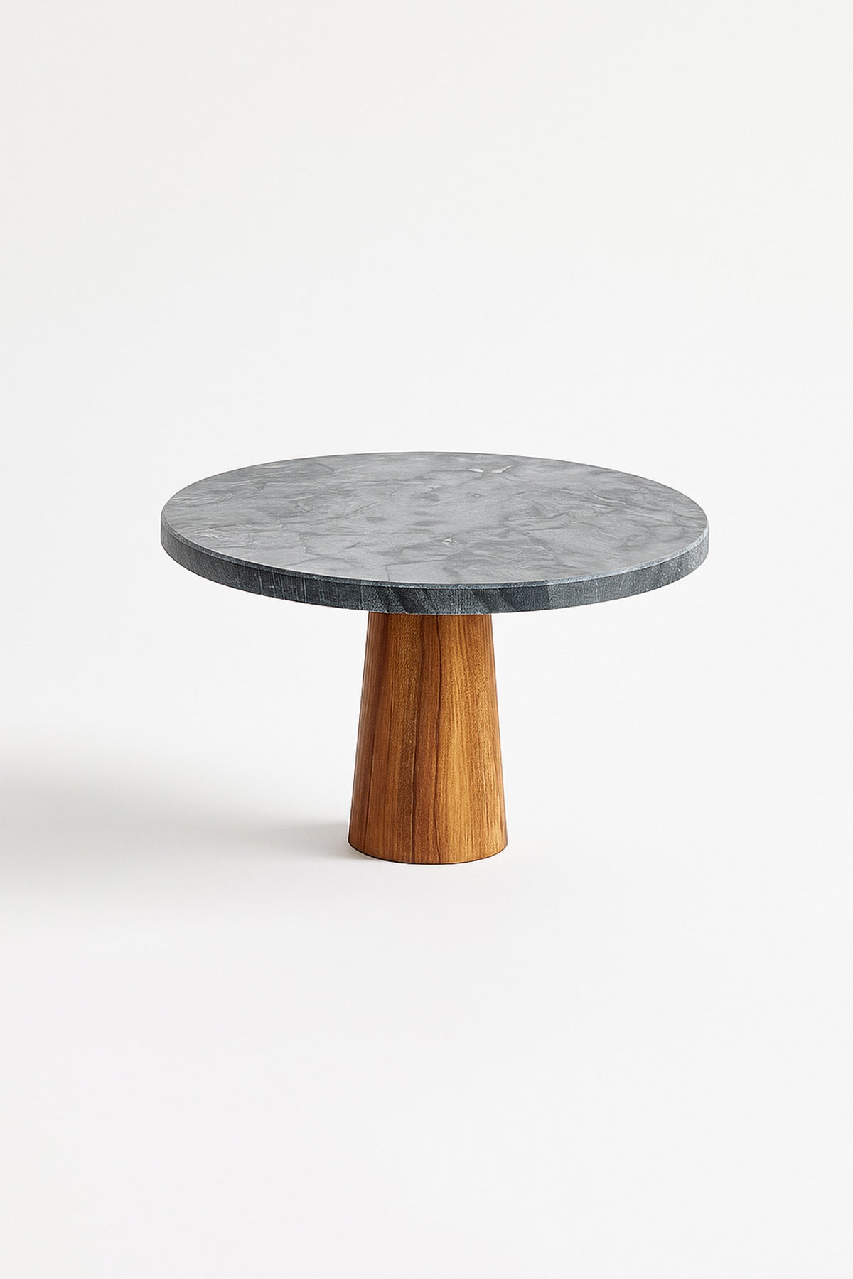 Black Marble Decorative Pedestal Ð Round Display Stand with Wooden Base