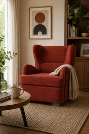 Modern Orange Wingback Accent Chair Ð Luxury Upholstered Lounge for Living Room &
