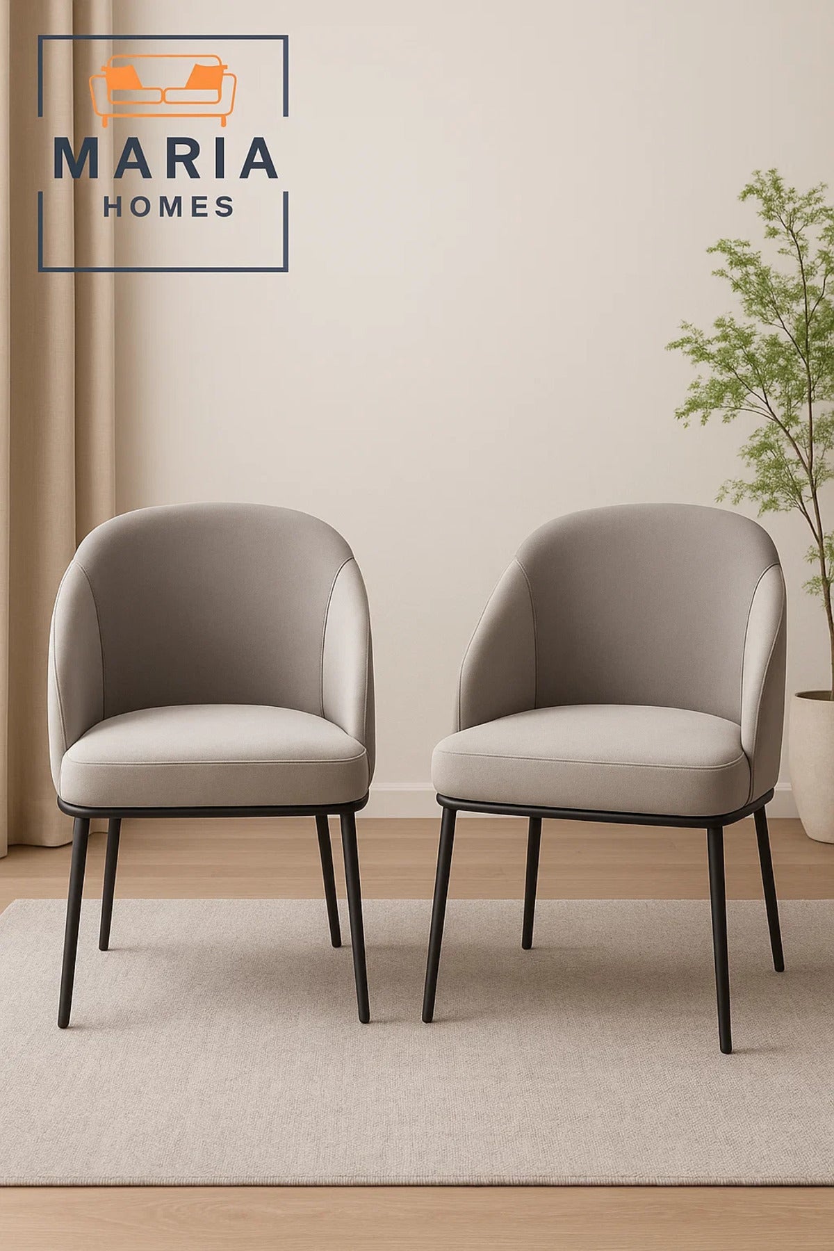 Modern Lounge Chair Ð Soft Grey Upholstered Armchair with Sleek Black Metal Legs