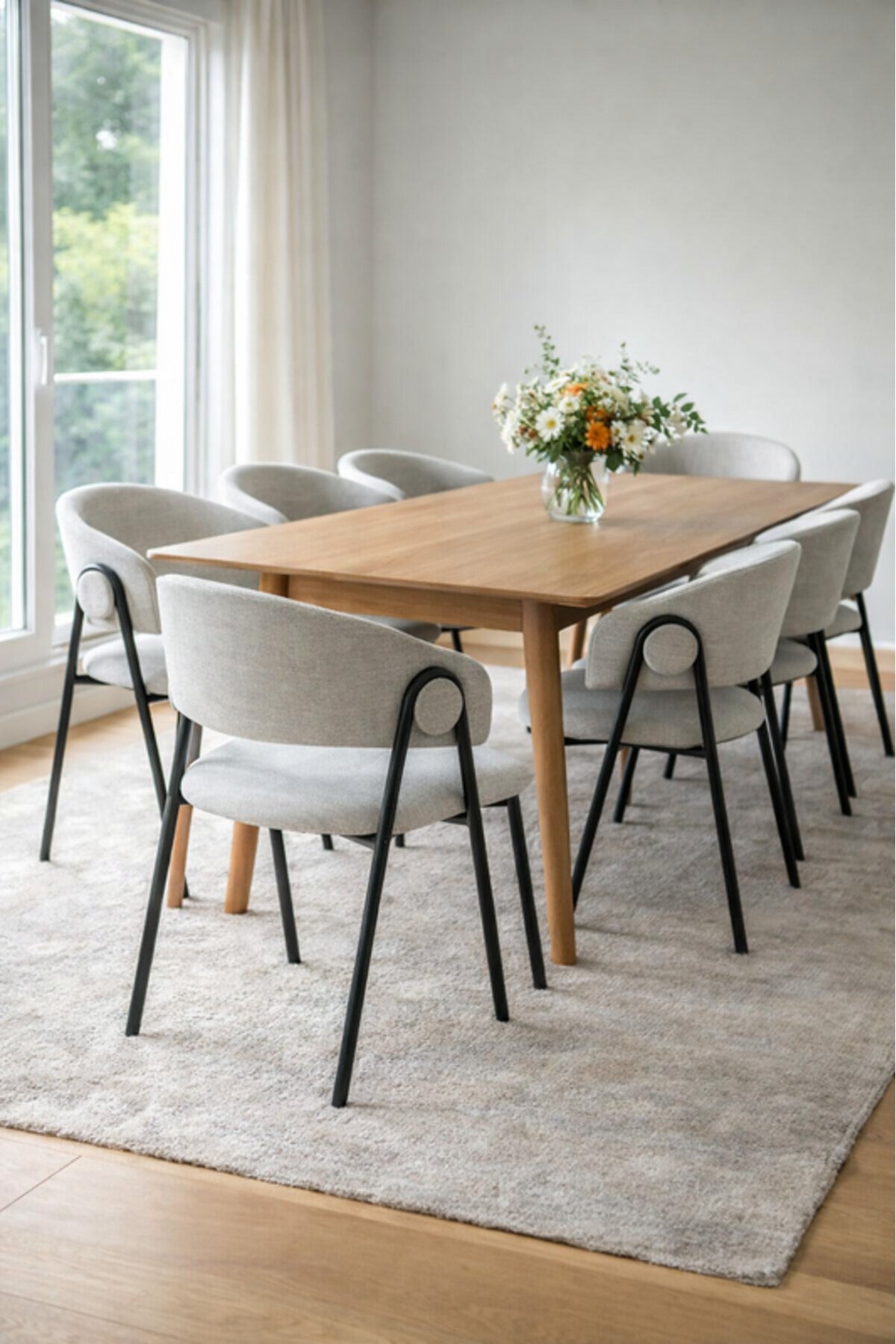Light Grey Armchair with Black Metal Legs, 80x45x49 CM light grey armchair Kitchen
