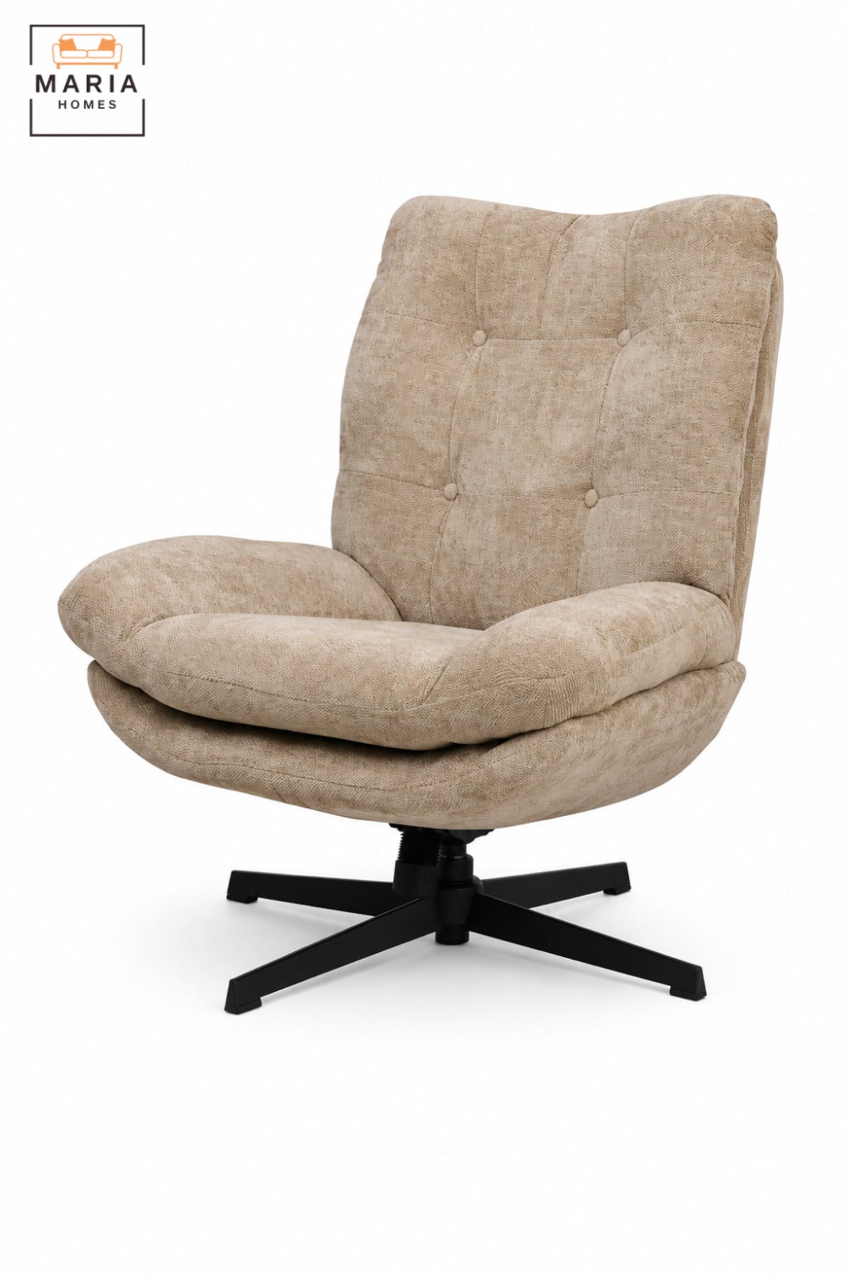 Modern Swivel Lounge Chair with Tufted High Backrest & Deep Cushioned Seat | Contemporary Accent Chair for Living Room, Bedroom, Office & Reading Area
