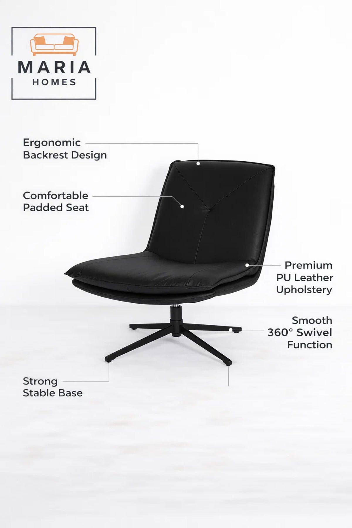 Black Swivel Lounge Chair Ð Modern Upholstered Relax & Accent Chair