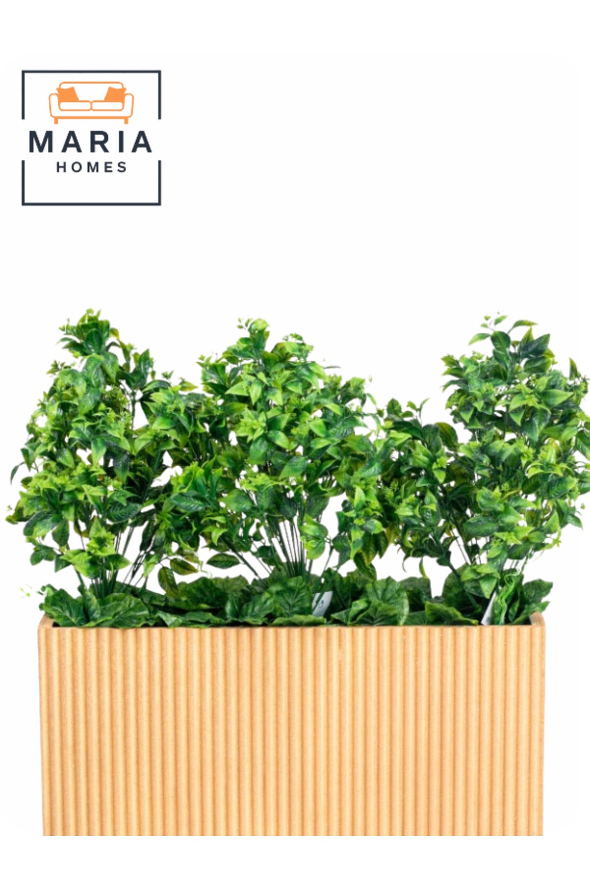 Artificial Green Plant 65_60 cm Ð Decorative Indoor Plant with Striped Wooden Pot for home decor