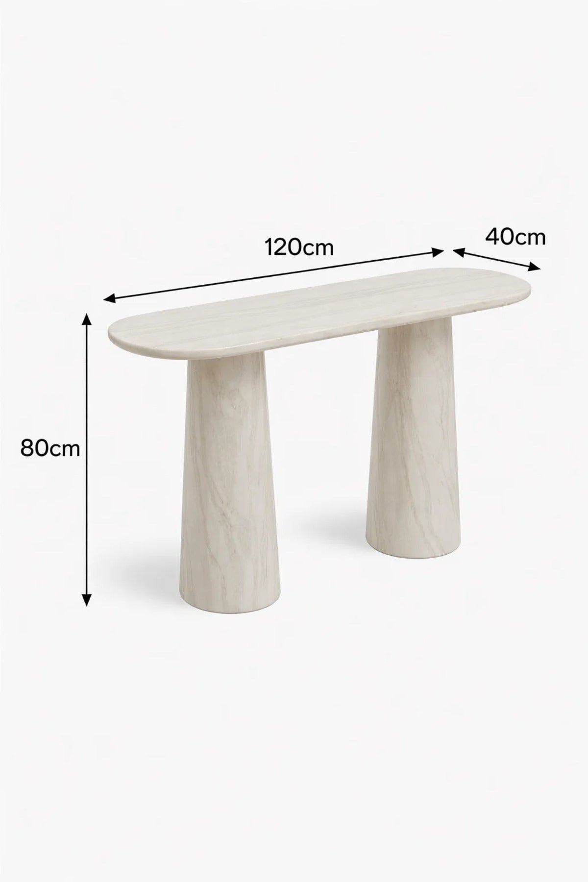 Luxury Marble Pattern Console Table Modern Entryway Stand Beige Stone Finish Living Room 120cm