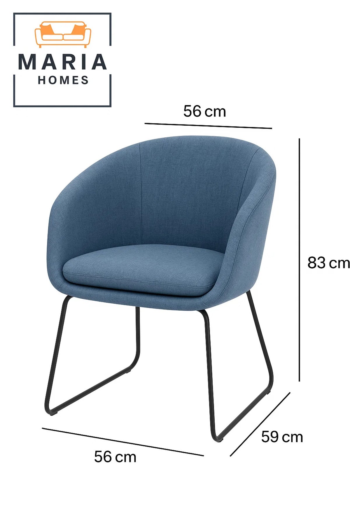 Modern Blue Fabric Accent Chair with Sleek Metal Legs Ð Ideal for Home & Office