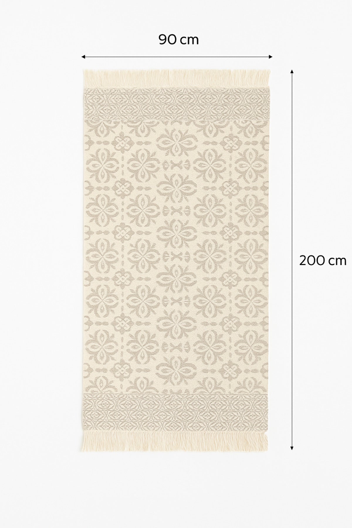 Elegant Runner Rug with Floral Pattern √ê Beige and Gray 90_200 cm