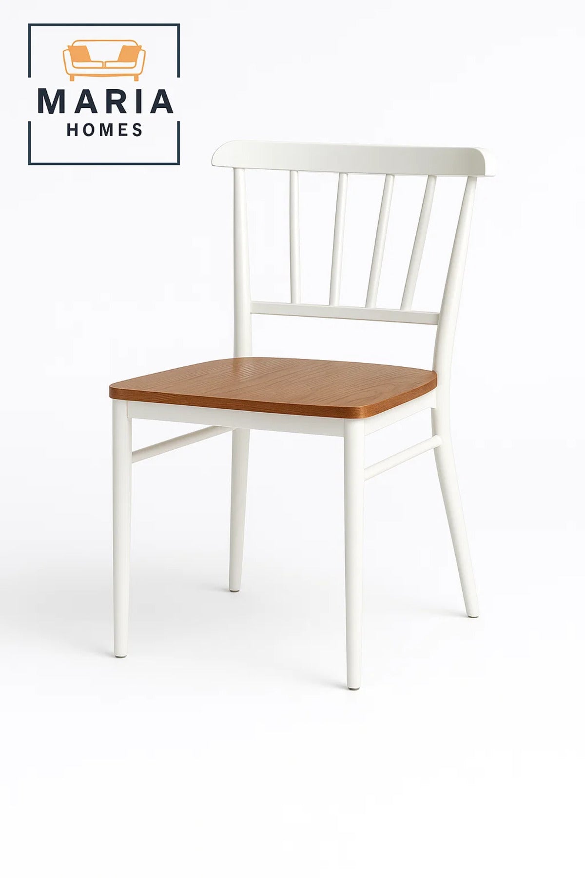 Modern Dining Chair Ð White Frame with Wooden Seat for Kitchen & Dining Room