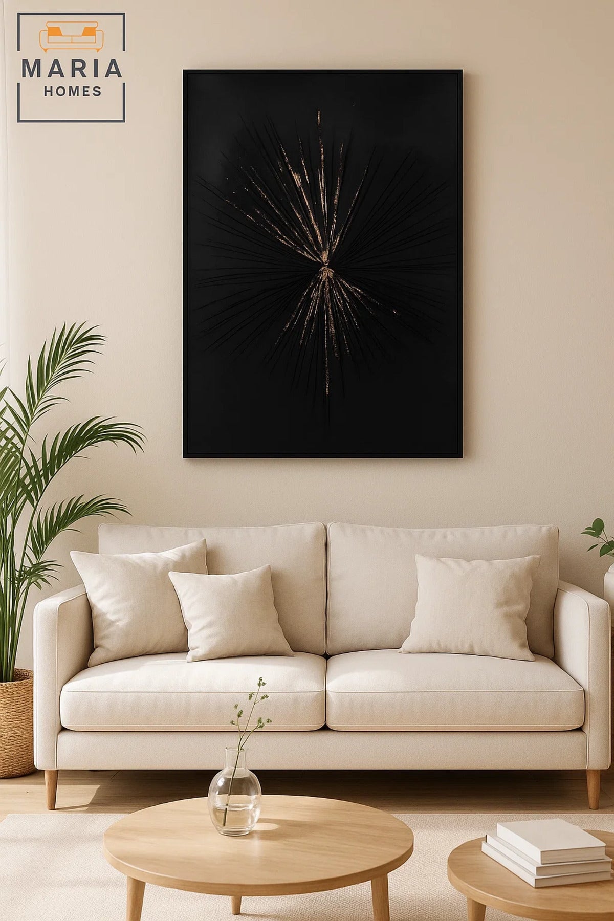 Black Abstract Burst Wall Art Ð Modern Textured Gold Accent Decor for Living Room & Office 120*80cm