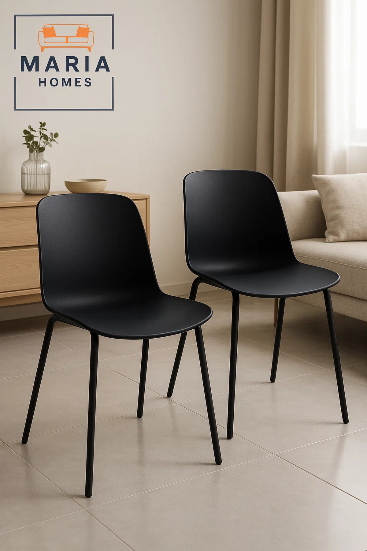 Modern Black Dining Chair with Ergonomic Plastic Seat and Metal Legs Ð Minimalist Home Furniture