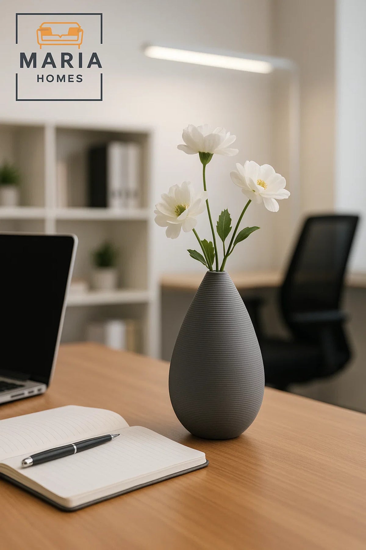 Modern Grey Decorative Vase Ð Teardrop Ceramic Table Vase for Home and Office Decor