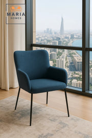 Blue High Back Fabric Armchair Ð Modern Upholstered Lounge Chair with Black Legs for Home or Office
