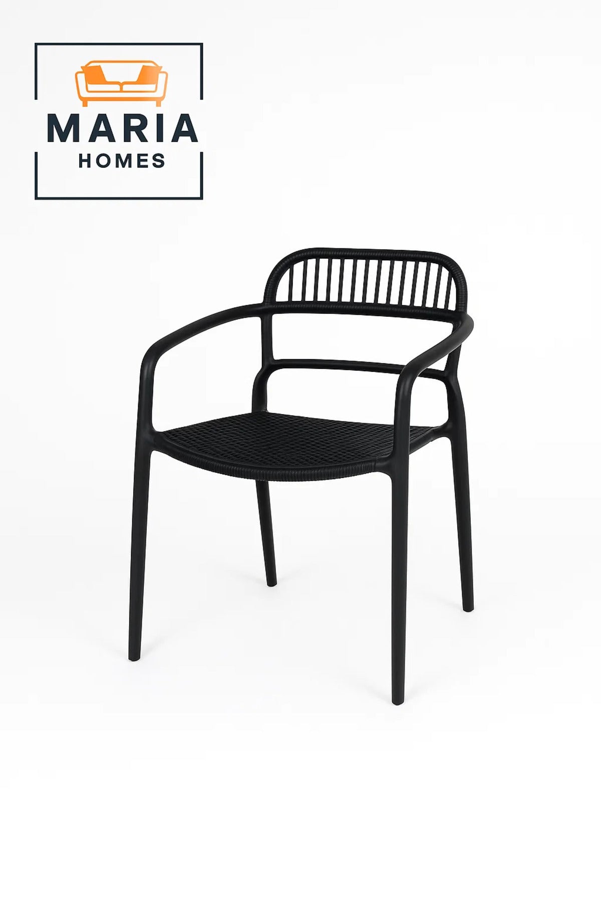 Black Outdoor Armchair with Woven Seat
