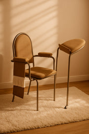 Brown Prayer Chair with Back Support Ð Comfortable Metal Frame Chair with Foldable Kneeling Stand
