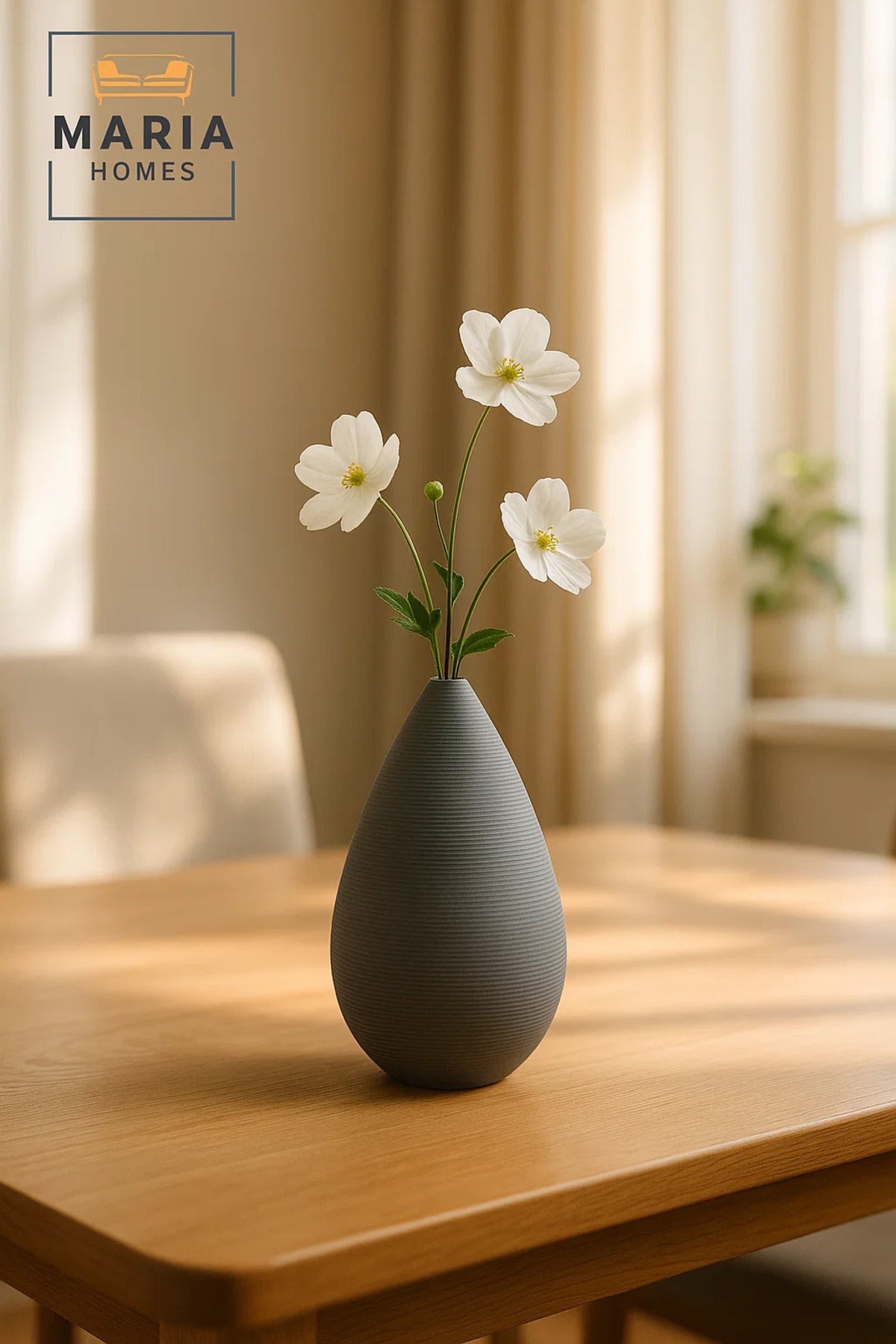 Modern Grey Decorative Vase Ð Teardrop Ceramic Table Vase for Home and Office Decor