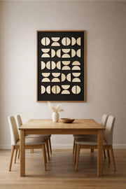 Abstract Wooden Wall Art with Geometric Pattern Ð 120x80 cm Framed Artwork for Modern Spaces