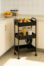 3-Tier Moveable 77L X 46H X 29W Foldable Storage Shelves Black