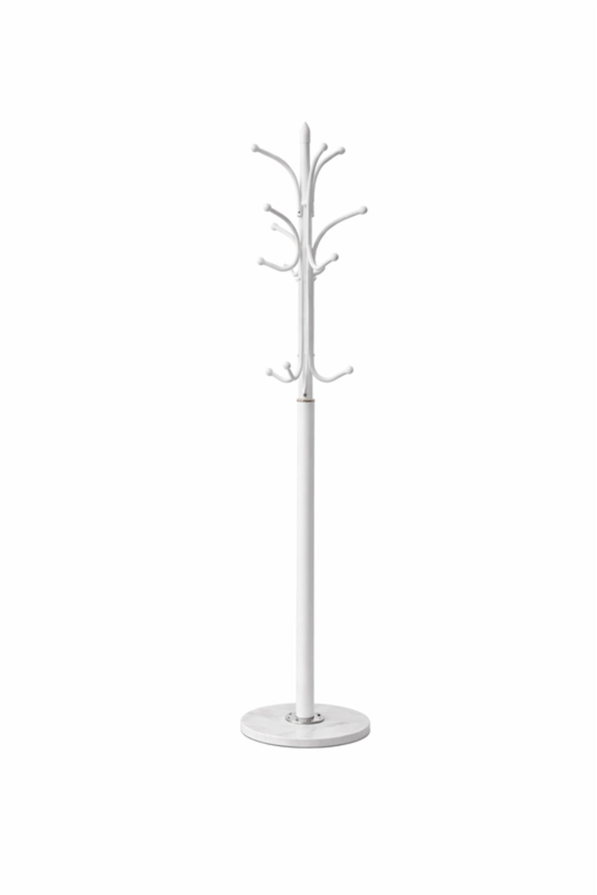 Premium White Floor Coat Hanger Stand - Sturdy Metal Hall Tree Organizer for Entryway Bedroom Office
