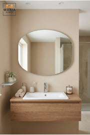 Frameless Oval Wall Mirror 80 × 60 cm with Soft Curved Shape, Modern Decorative Mirror for Bathroom, Bedroom, Dressing Area, Hallway, Entryway and Vanity