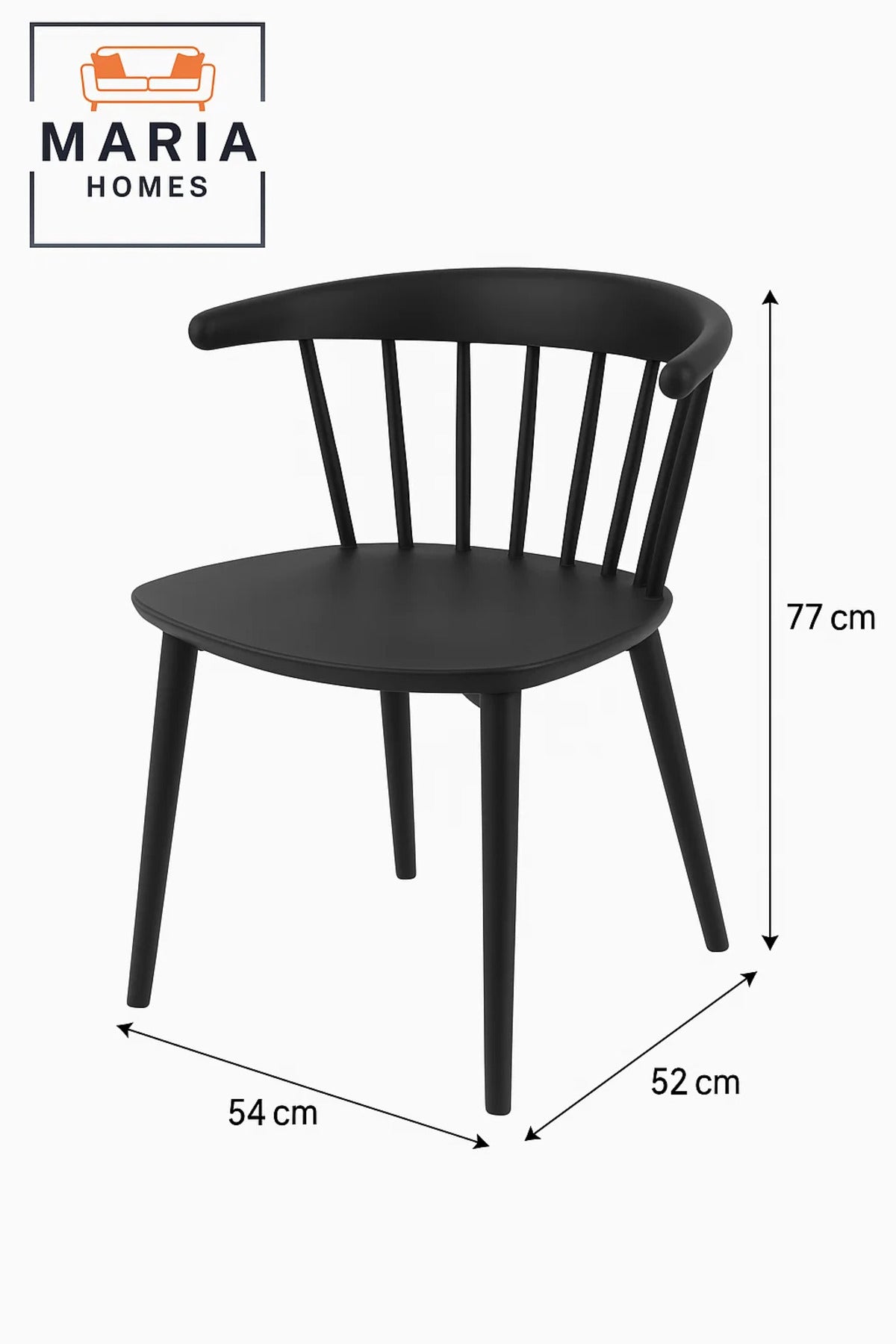 Modern Black Plastic Dining Chair with Curved Backrest Ð Minimalist Design