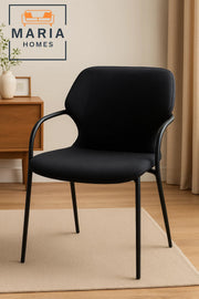Modern Black Fabric Dining Chair with Curved Back Ð Comfortable Padded Seating