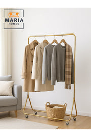 Gold Clothing Rack 170_120 cm Ð Heavy Duty Garment Stand with Wheels for Clothes & Dresses