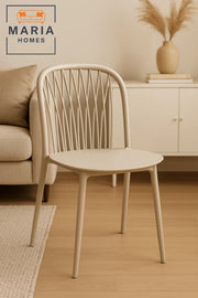 Modern Beige Plastic Dining Chair with Spindle Back Ð Stylish & Durable Seating