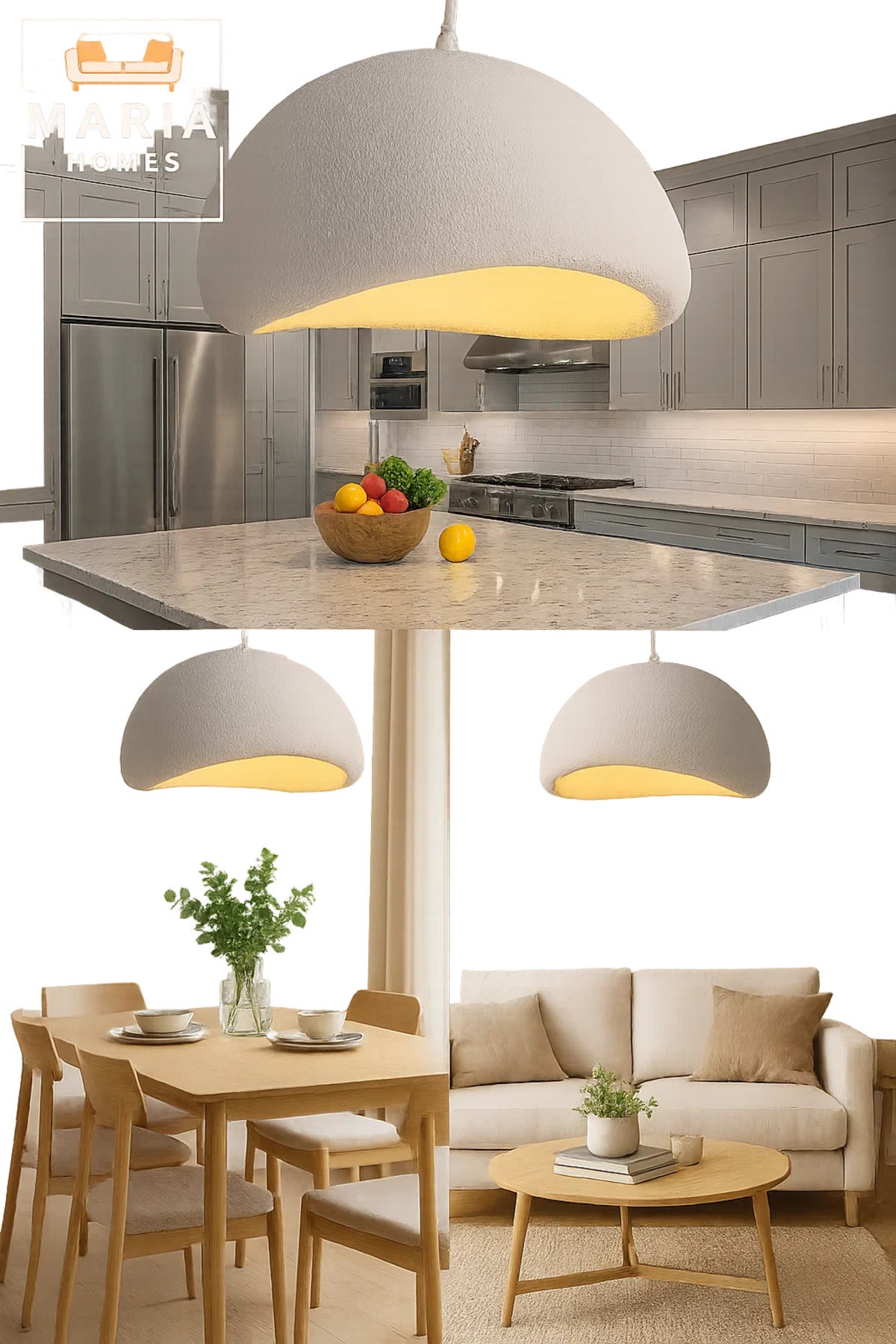 Textured White Dome Pendant Light