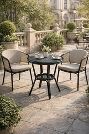 Modern Grey & Black Caf≈Ω Table with Glass Top √ê Compact Round Coffee Table