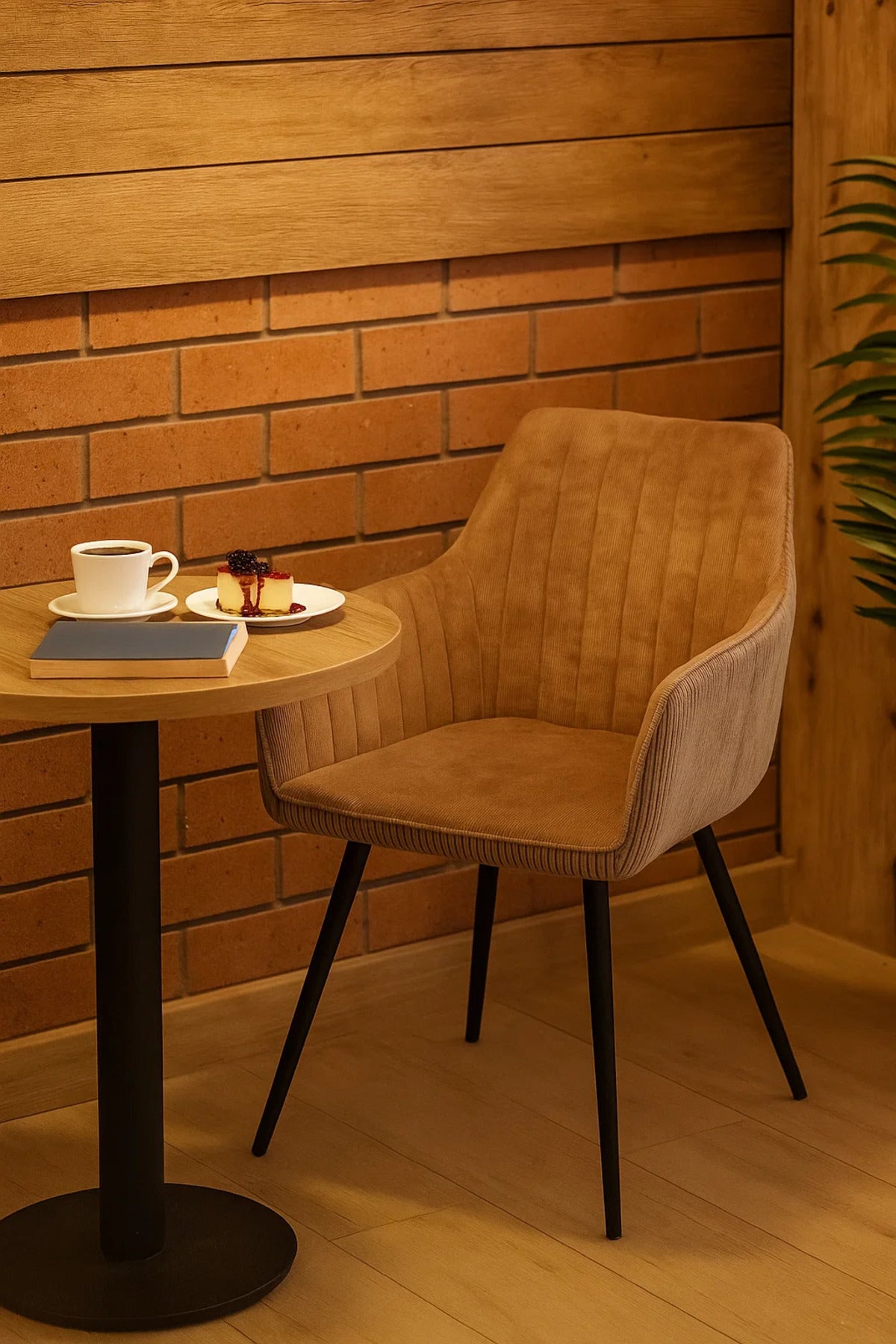 Beige Fabric Chair with Metal Legs | Modern Comfortable Chair for Home, Office, Living Room