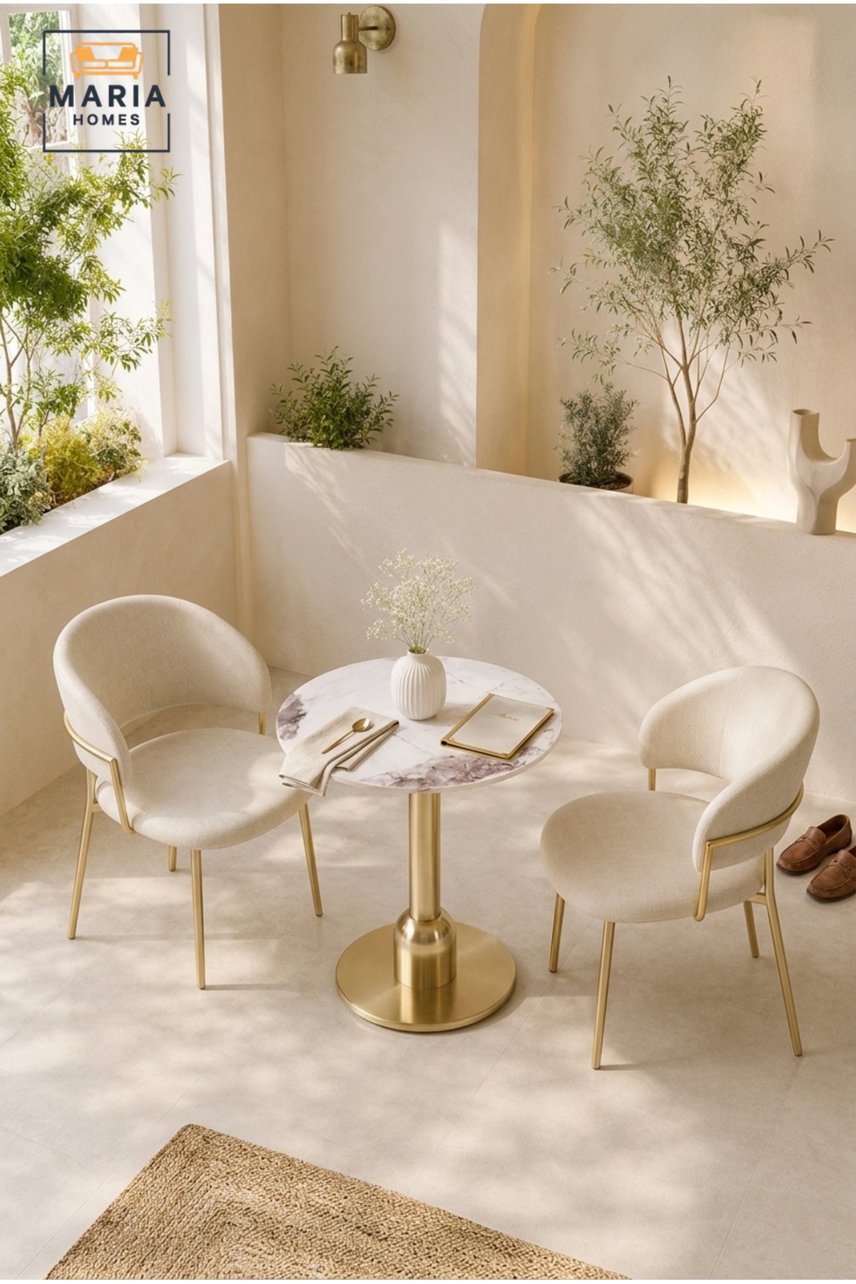 Luxury Round Marble Dining Table Gold Pedestal Base Caf≈Ω Table for Dining Room Bistro