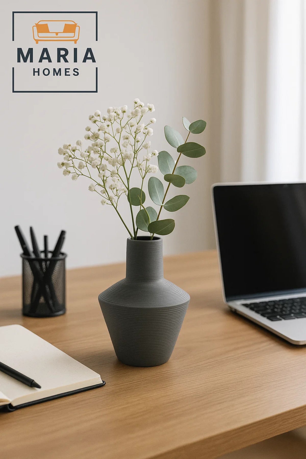 Modern Grey Decorative Vase Ð Textured Ceramic Table Vase for Home & Office DŽcor