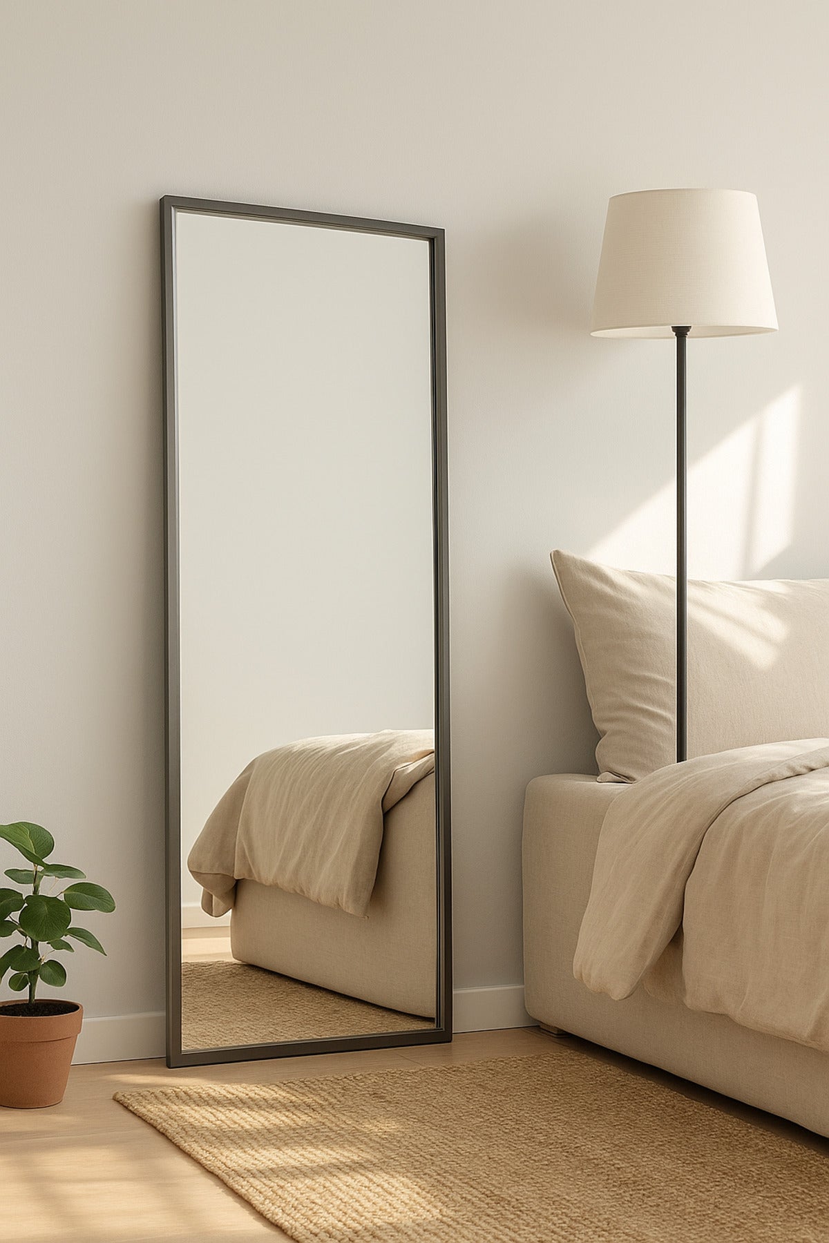 Rectangular Wall Mirror with Black Frame Ð 120_60 cm Modern Full-Length Decorative Mirror