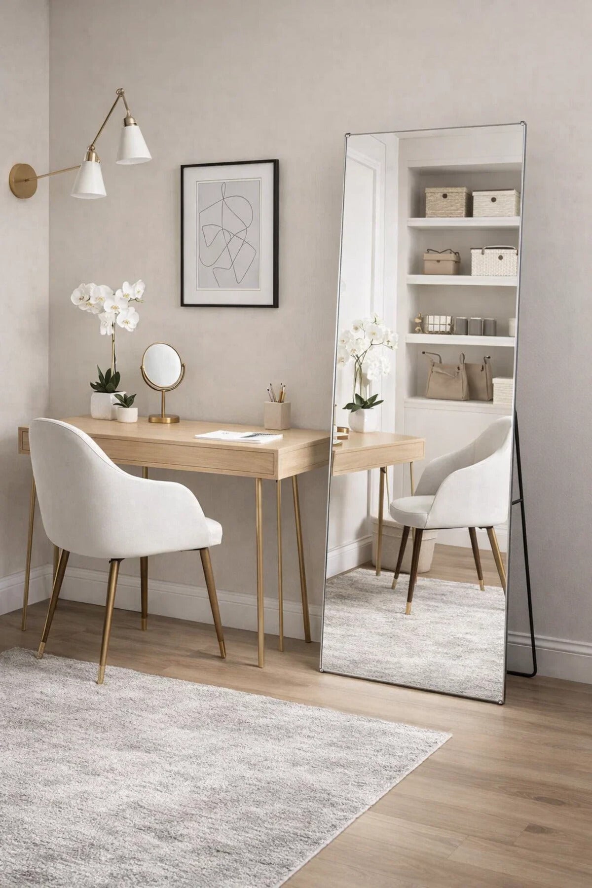 Modern Full Body Standing Mirror 180x60cm Large Floor Mirror for Bedroom Hallway Silver Frame