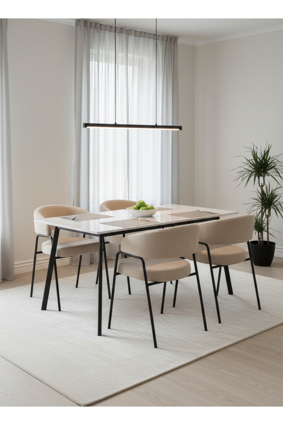 Light Beige Armchair with Black Metal Legs, 78x47x50 CM light beige armchair Dining