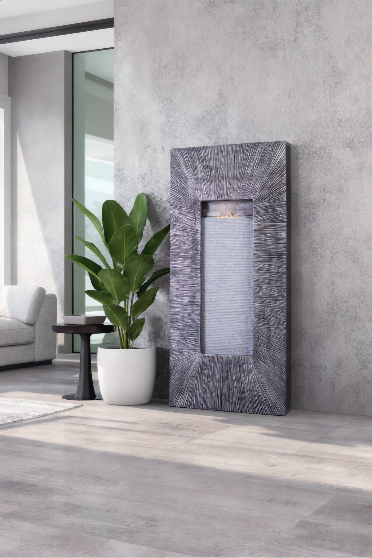 Artificial Rectangular Wall Waterfall Fountain 105cm Indoor Decorative Fiber Water Feature