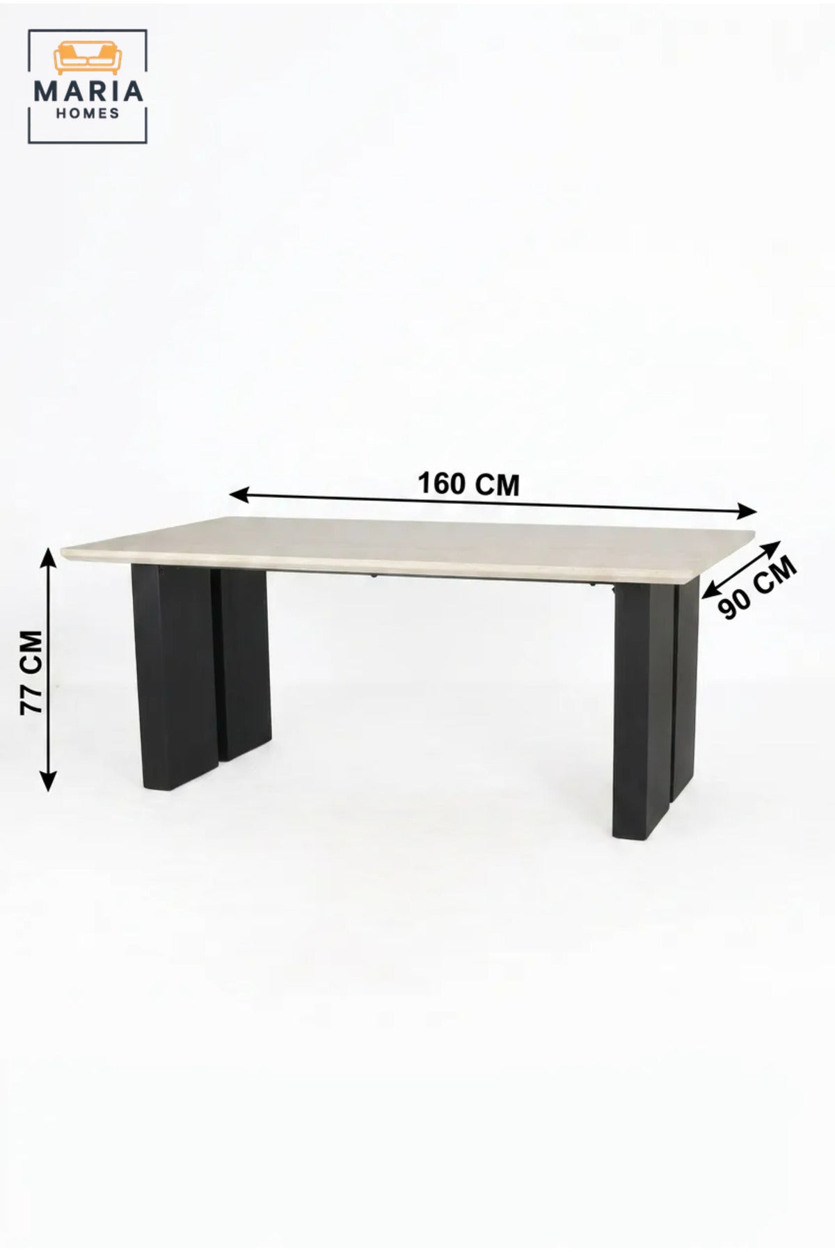 Large Rectangular Dining Table with Wooden Top and Wide Panel Legs, Modern Minimalist Table for Dining Room, Kitchen, Café and Restaurant
