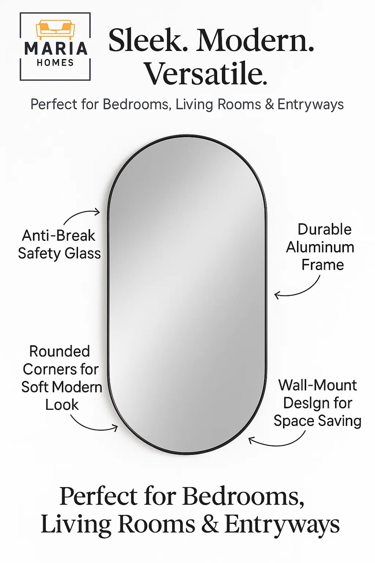 Oval Wall Mirror Modern Decorative Bathroom Mirror Bedroom Vanity Mirror Home D≈Ωcor 120x60