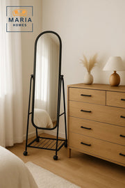 Black Full Length Standing Mirror with Metal Frame Floor Dressing Mirror for Bedroom Hallway Decor