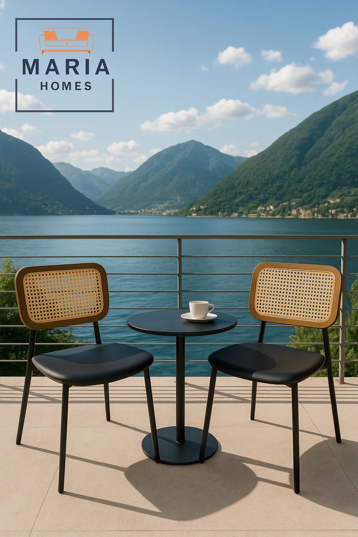 Contemporary Black Chair with Cane Backrest and Faux Leather Seat Ð Sleek Dining or Accent Chair