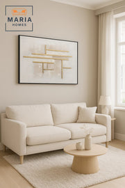 White and Gold Geometric Textured Wall Art Ð Modern Minimalist Decor for Living Room 120*80CM